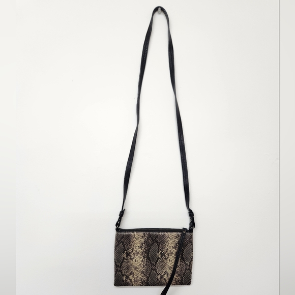 Kenneth Cole New York Snake Print Crossbody Bag Brown Black Small Club Goingout - Picture 2 of 6